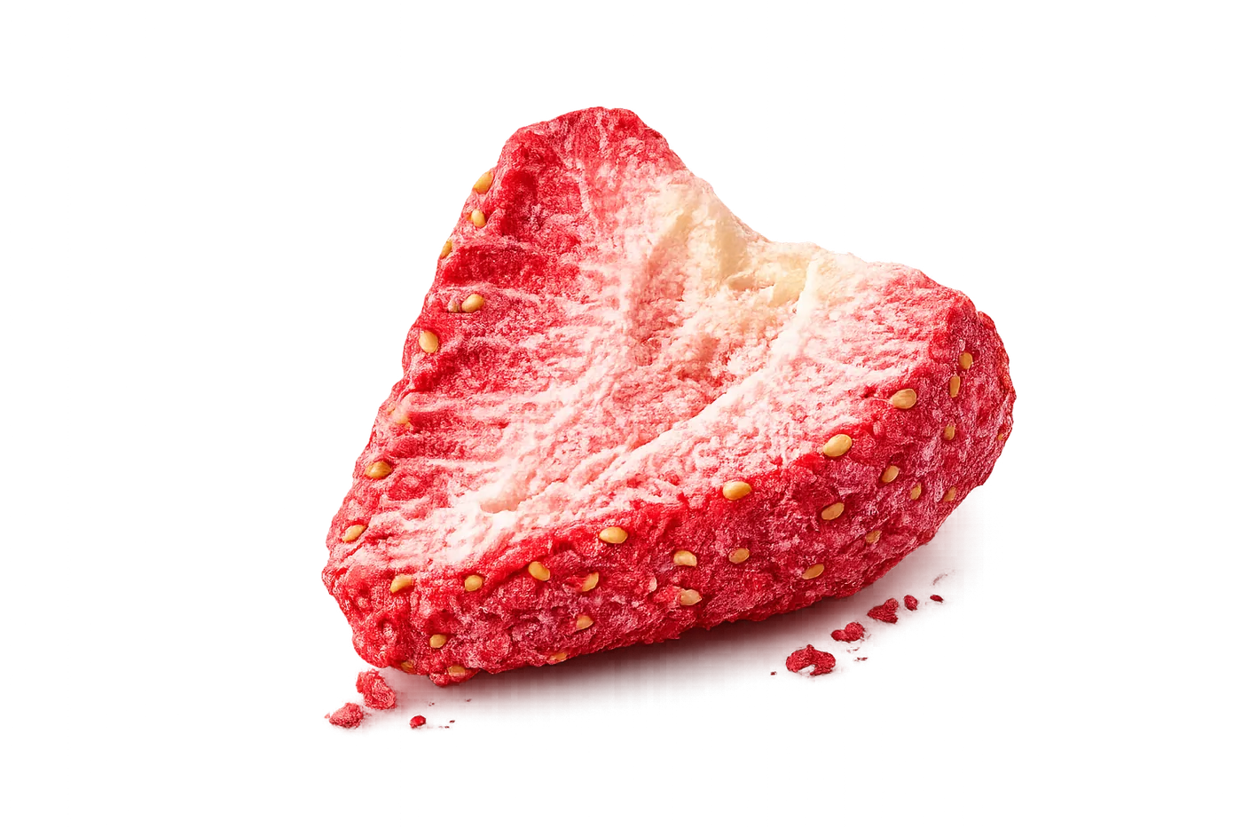 Fraise lyophilisée entière, structure aérée et croustillante