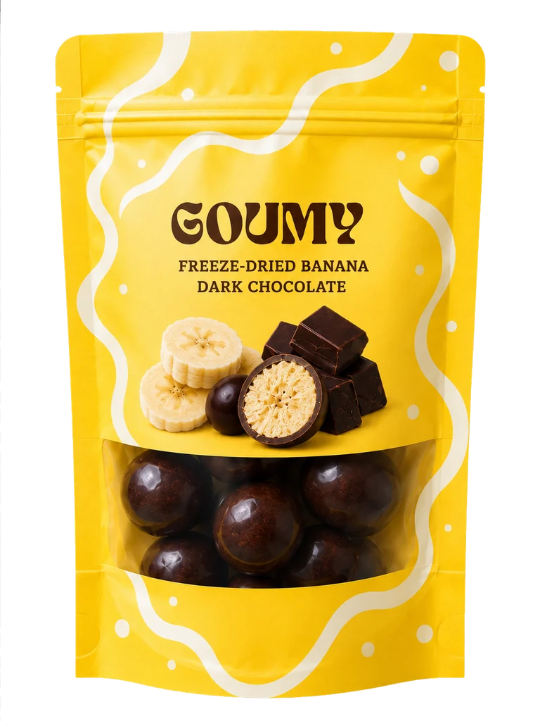 Sachet Goumy Banane — fruit lyophilisé enrobé de chocolat noir